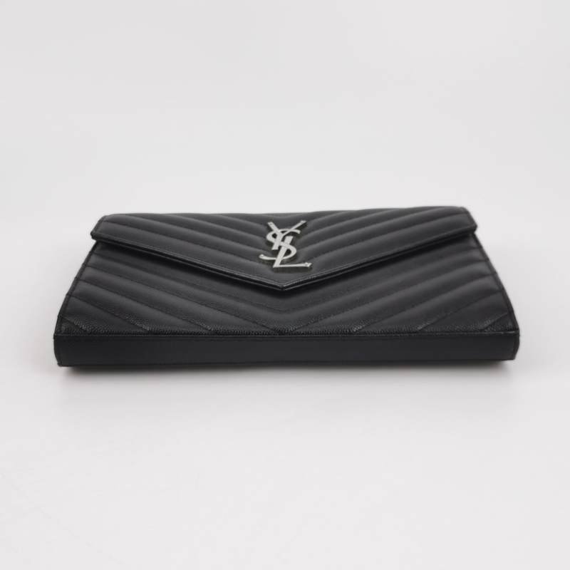 Saint Laurent Envelope牛皮V紋絎縫YSL標誌斜背包肩背包-5