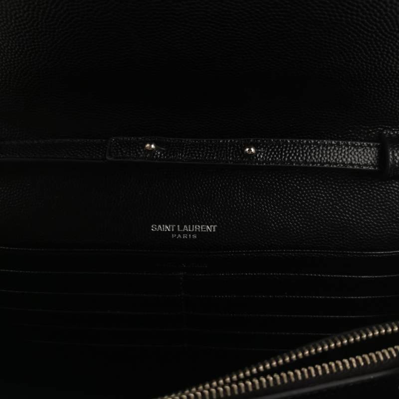 Saint Laurent Envelope牛皮V紋絎縫YSL標誌斜背包肩背包-7