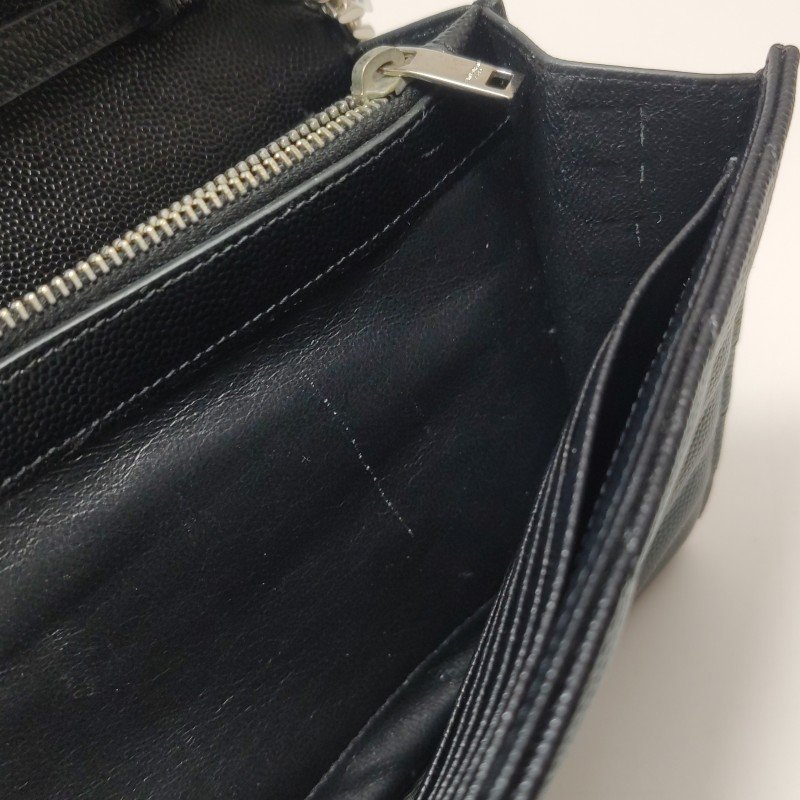 Saint Laurent Envelope牛皮V紋絎縫YSL標誌斜背包肩背包-8