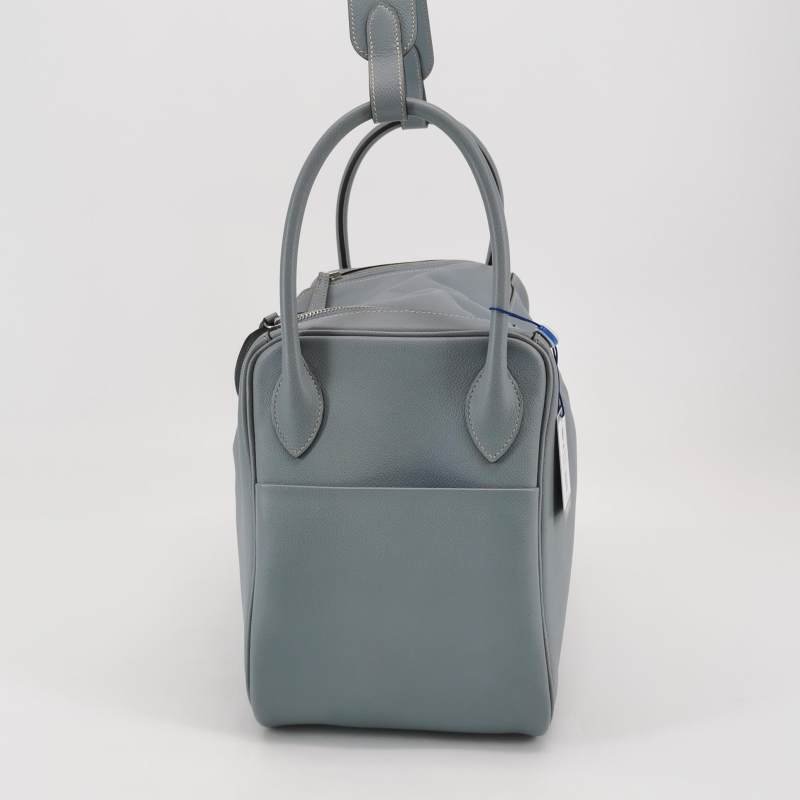 Hermes Lindy34旋扣單肩包Evercolor牛皮銀扣8U冰川藍T刻-2