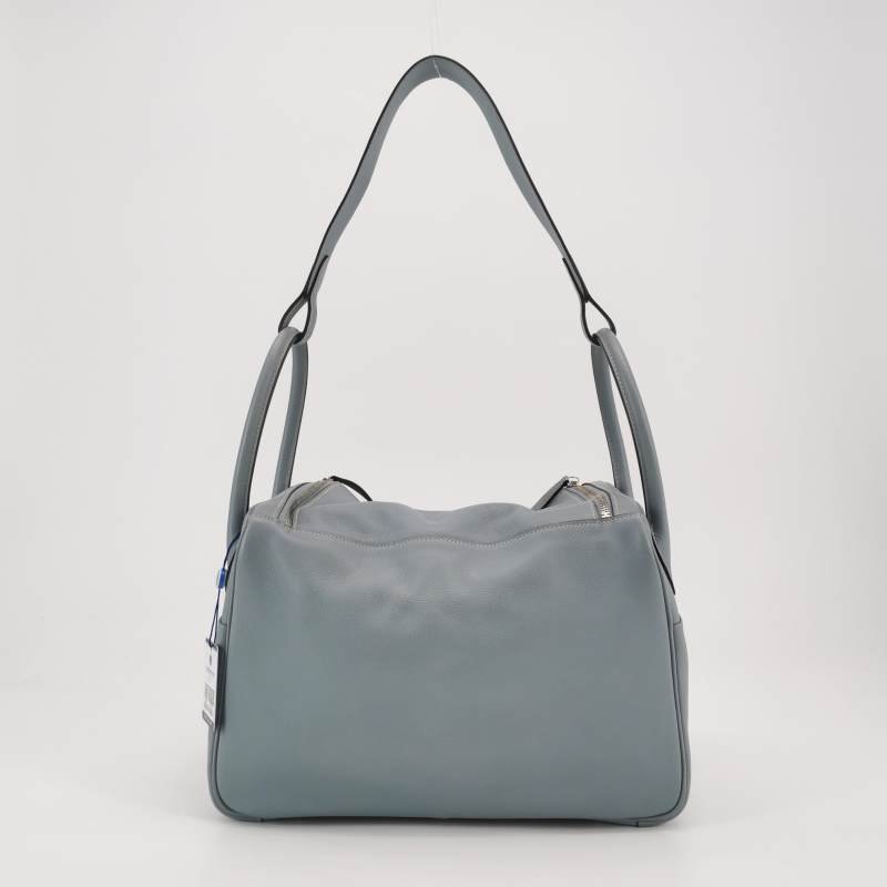 Hermes Lindy34旋扣單肩包Evercolor牛皮銀扣8U冰川藍T刻-4
