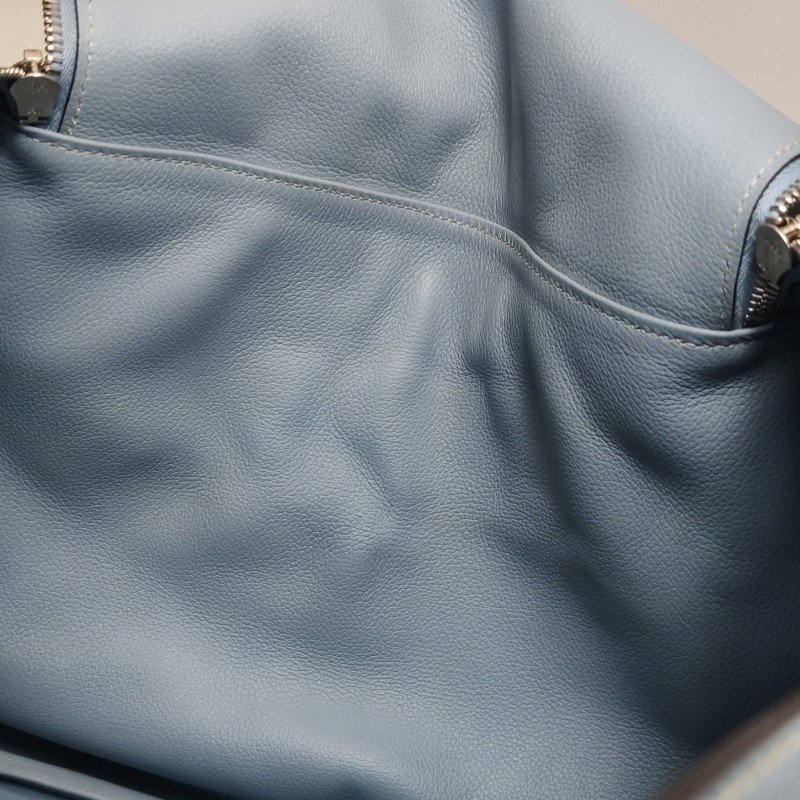 Hermes Lindy34旋扣單肩包Evercolor牛皮銀扣8U冰川藍T刻-19