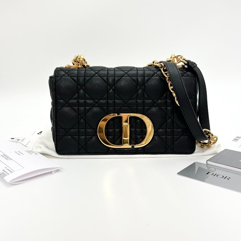 DIOR 黑金Caro小號肩背斜背包 20*13*6 98新配件塵袋購證-1