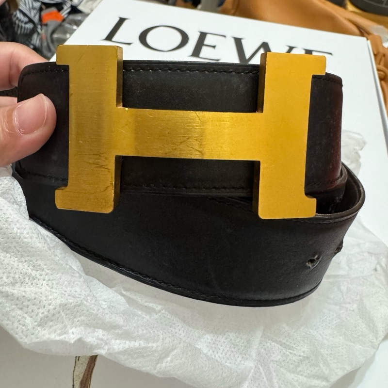 hermes皮帶金色90公分-10