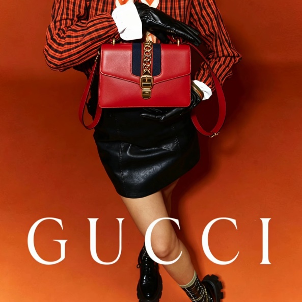 GUCCI古馳Sylvie紅色賽爾維亞全皮中號👹㊗️-5