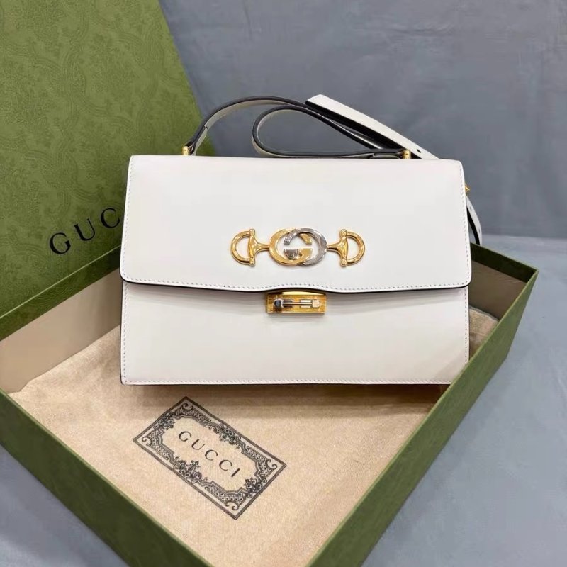 ️Gucci zumi小號 白色牛皮肩背斜背包 24*17*7cm 99新配件塵袋盒子-1