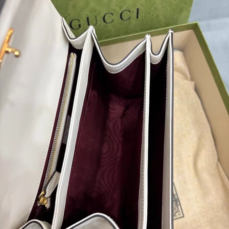 ️Gucci zumi小號 白色牛皮肩背斜背包 24*17*7cm 99新配件塵袋盒子-7