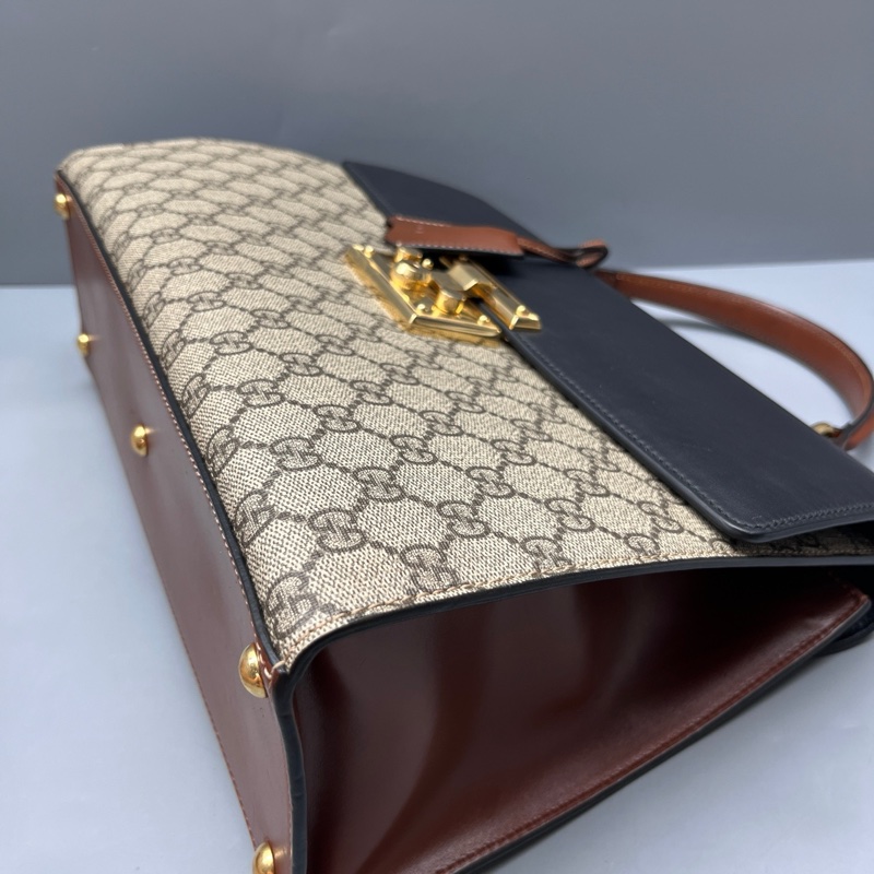 GUCCI 老花拼黑padlock手提包 無肩帶-4