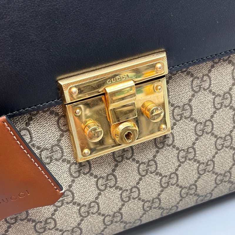 GUCCI 老花拼黑padlock手提包 無肩帶-8