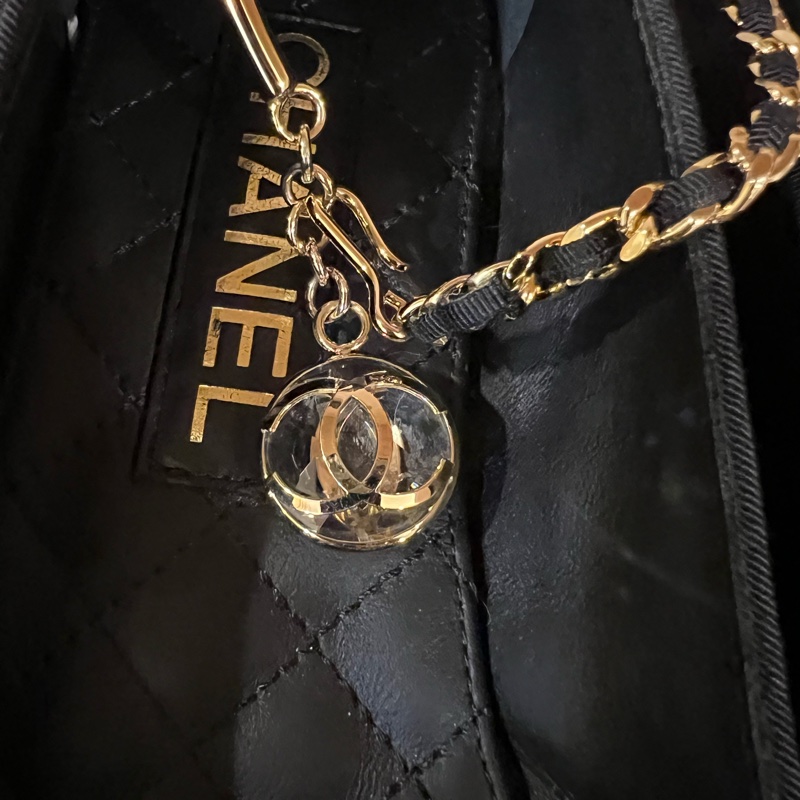 香奈兒 (CHANEL) 36C 碼 芭蕾舞鞋 帆布/皮革 黑色 淺金色五金-8