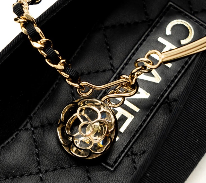 香奈兒 (CHANEL) 36C 碼 芭蕾舞鞋 帆布/皮革 黑色 淺金色五金-9
