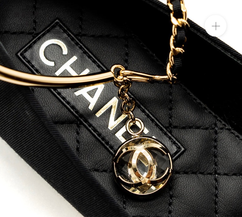香奈兒 (CHANEL) 36C 碼 芭蕾舞鞋 帆布/皮革 黑色 淺金色五金-10