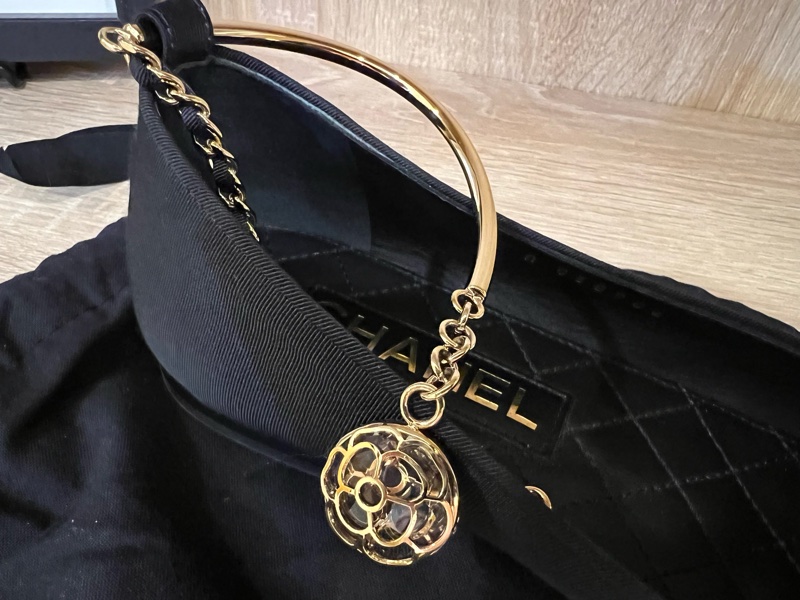 香奈兒 (CHANEL) 36C 碼 芭蕾舞鞋 帆布/皮革 黑色 淺金色五金-11