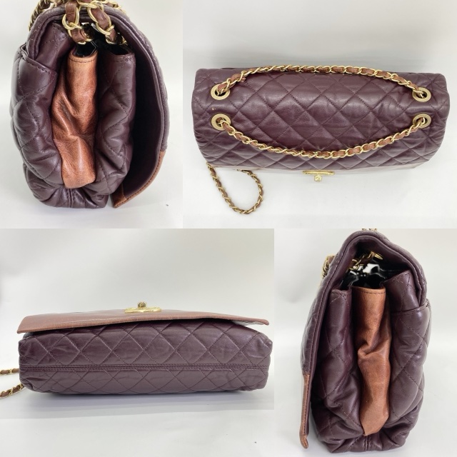 CHANEL Matelassé 小牛皮復古拼色雙鍊翻蓋肩背包-8