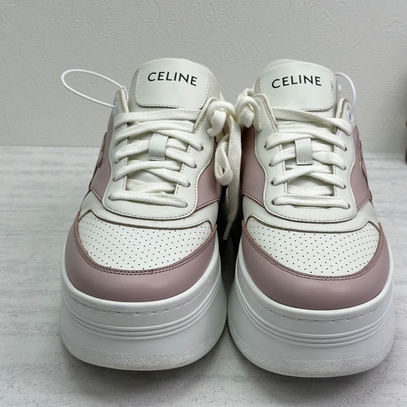 CELINE賽琳 增高 坡跟 低幫 休閒鞋 板鞋 5cm 36碼女款 粉色 🈚附件-3