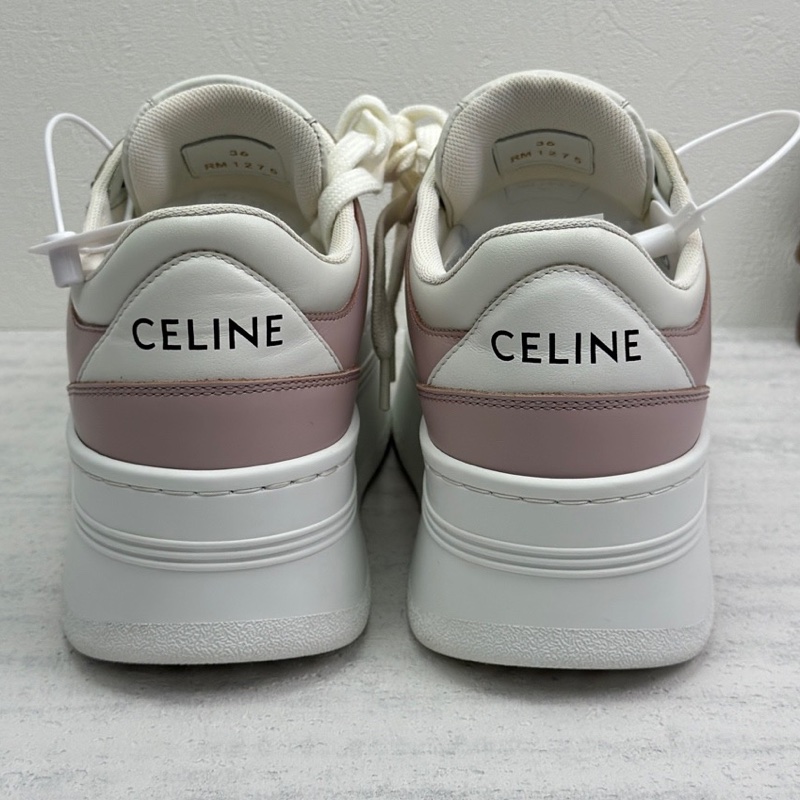 CELINE賽琳 增高 坡跟 低幫 休閒鞋 板鞋 5cm 36碼女款 粉色 🈚附件-4