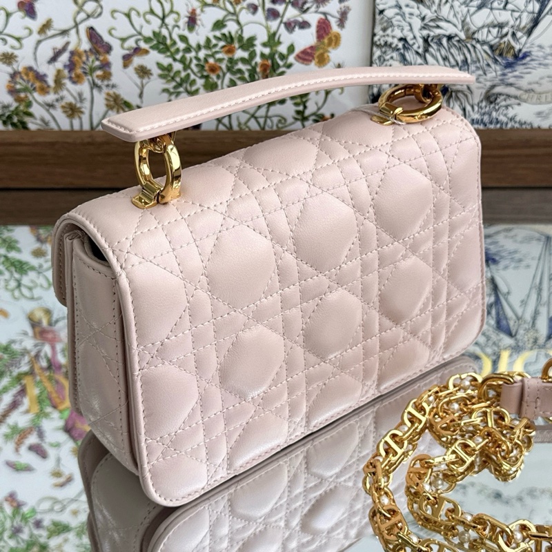 ✨全新 Dior 迪奧 Jolie 胭脂粉手提包斜挎包 金扣❤️正品-3