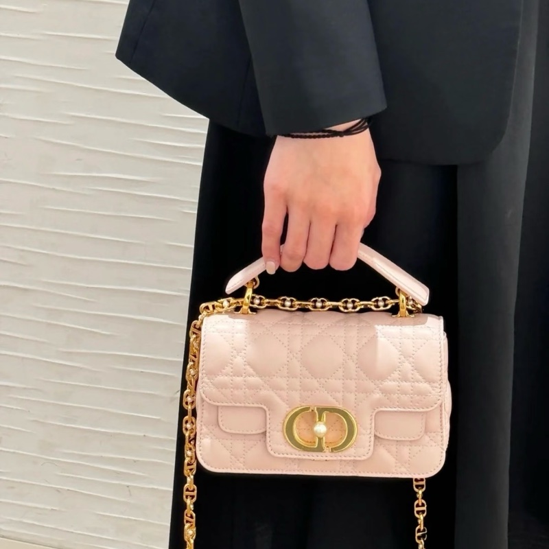 ✨全新 Dior 迪奧 Jolie 胭脂粉手提包斜挎包 金扣❤️正品-5