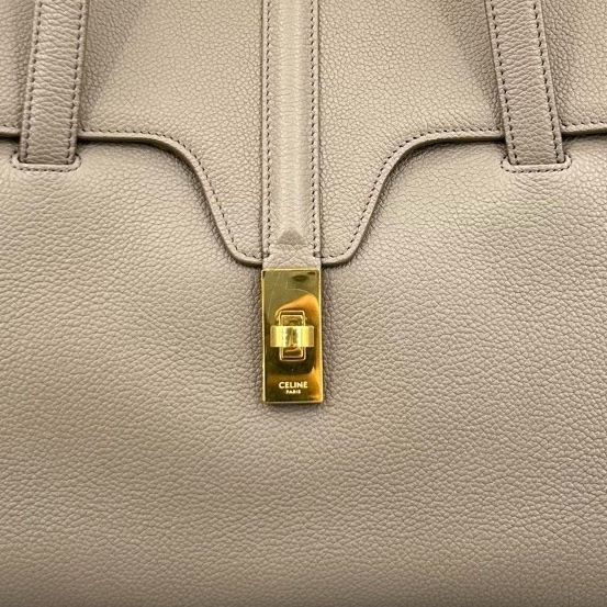 Celine 賽琳 soft16大象灰荔枝紋全皮單肩包-9