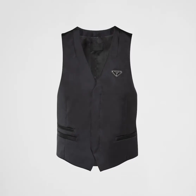 Prada black re-nylon logo vest 48 馬甲-0