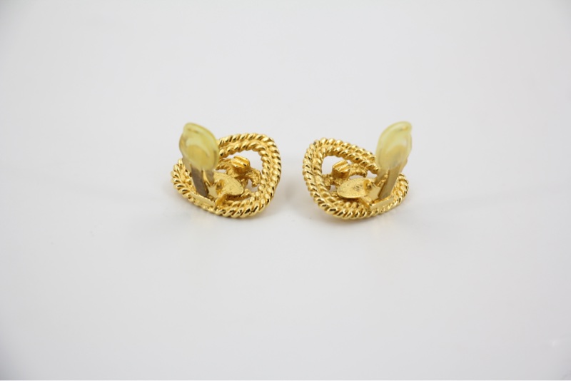 Chanel Vintage 86-92 鍍金三角形金色CC耳環-8