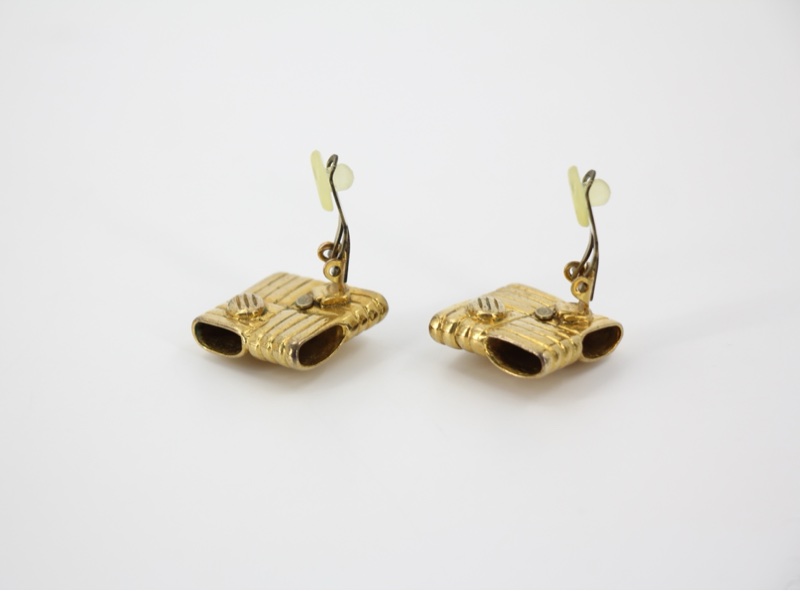 Chanel Vintage 96P 鍍金菱形金色耳環-7