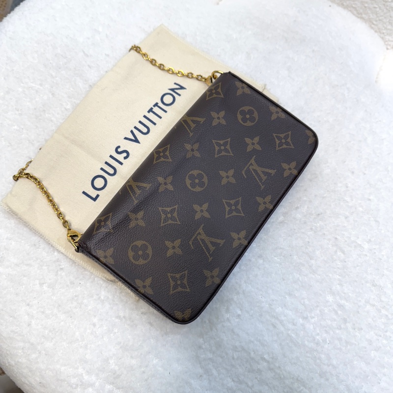 路易威登LV老花Felicie Pochette斜背三合一鏈條包M81896 經典必入超高CP值-7