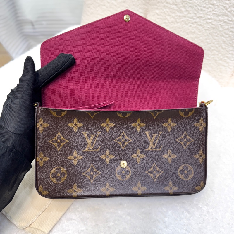 路易威登LV老花Felicie Pochette斜背三合一鏈條包M81896 經典必入超高CP值-17