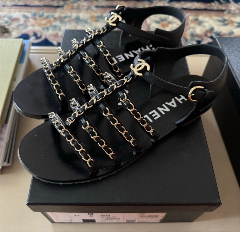 Chanel gold chains sandals-0