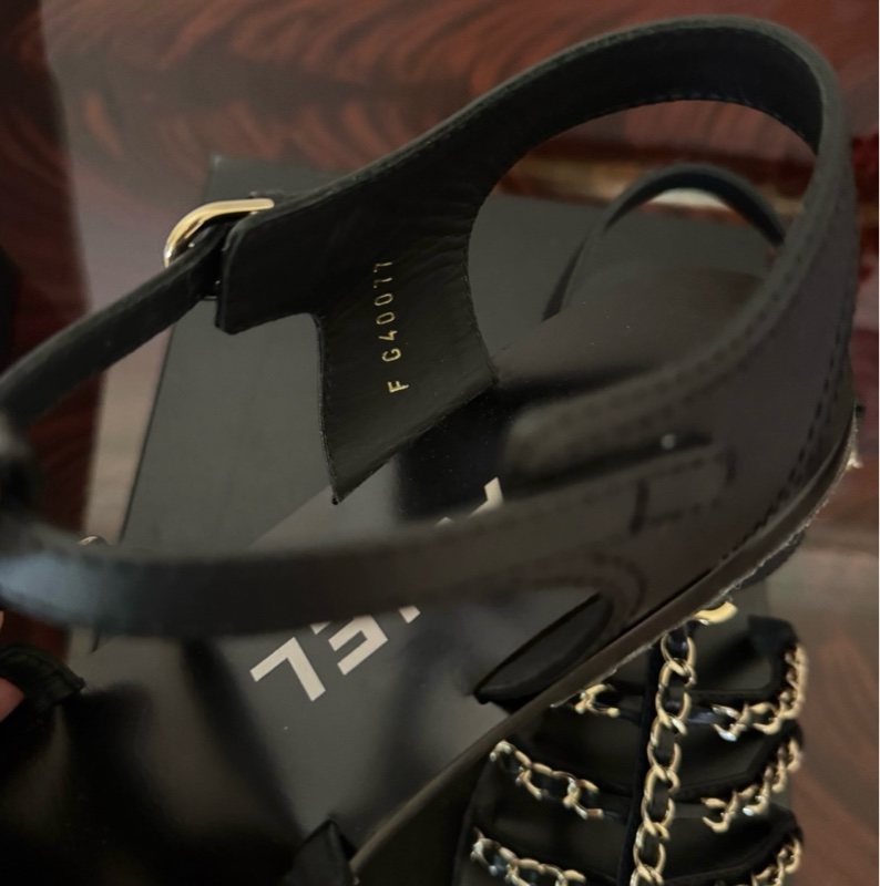 Chanel gold chains sandals-2