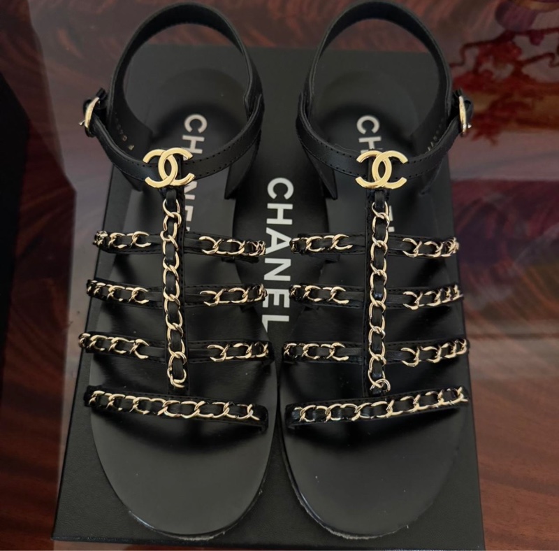 Chanel gold chains sandals-5