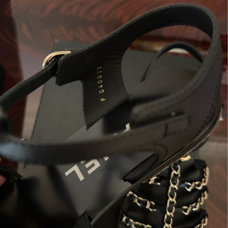 Chanel gold chains sandals-6