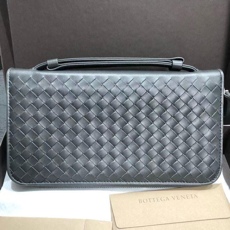 Bottega Veneta葆蝶家黑色編織手拿包-2