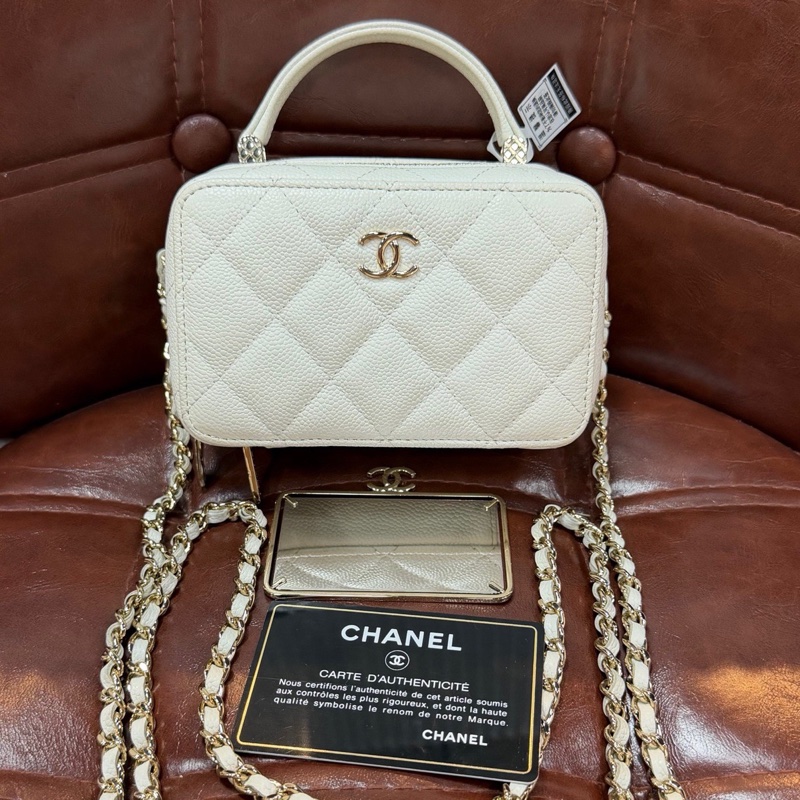 CHANEL 香奈兒 22P mini 手柄相機鏈條包 內有美鏡子 31開有卡-0