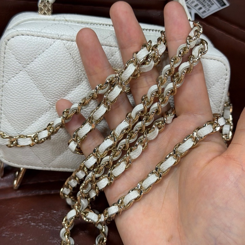CHANEL 香奈兒 22P mini 手柄相機鏈條包 內有美鏡子 31開有卡-6