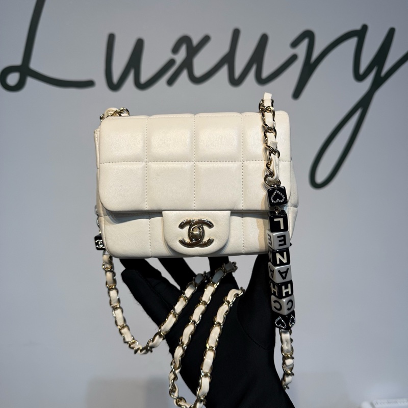 CHANEL 香奈兒 23C 骰子方格方胖子鏈條包 芯片款-6