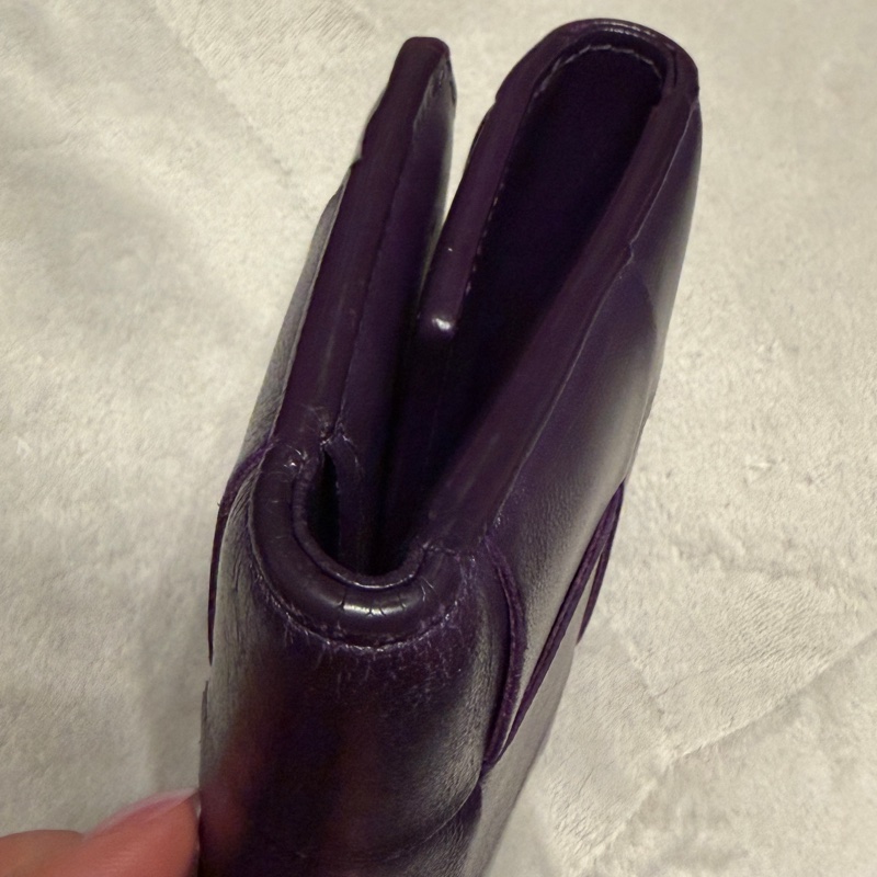 二手 Bottega Venetia 寶緹嘉 大編織 羊皮紫色三折短夾 💜-8