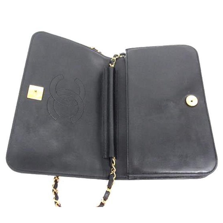 Chanel • 經典中古款24k金 黑金Cf Woc 翻蓋包 🈶保卡-8