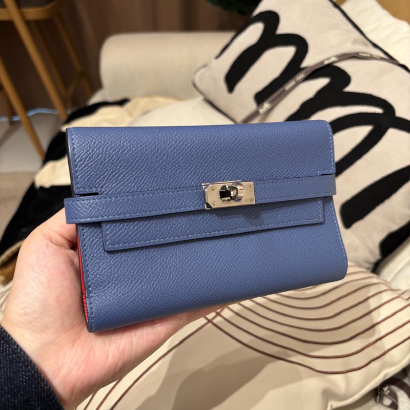Hermes Kelly Wallet Stamp C Epsom 牛皮銀扣中銀包-4