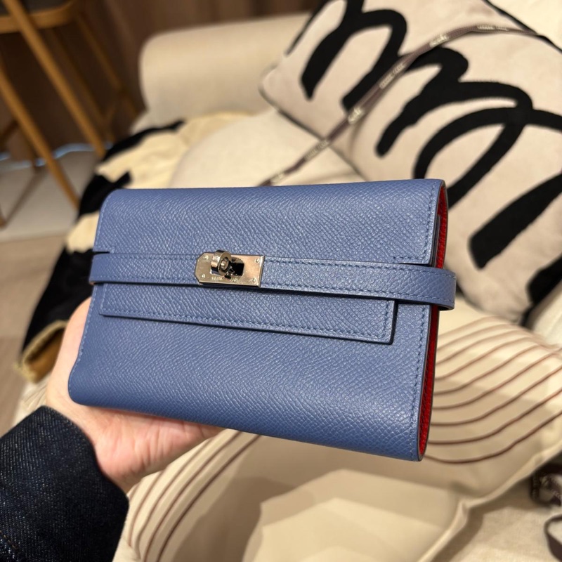 Hermes Kelly Wallet Stamp C Epsom 牛皮銀扣中銀包-5