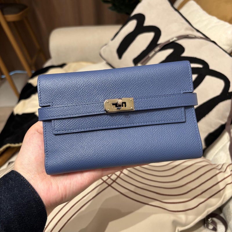 Hermes Kelly Wallet Stamp C Epsom 牛皮銀扣中銀包-6