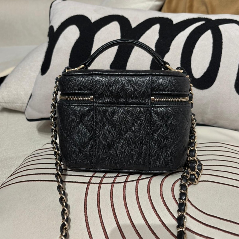 Chanel Vanity With Chain Large 黑色魚子醬牛皮手袋 晶片-4