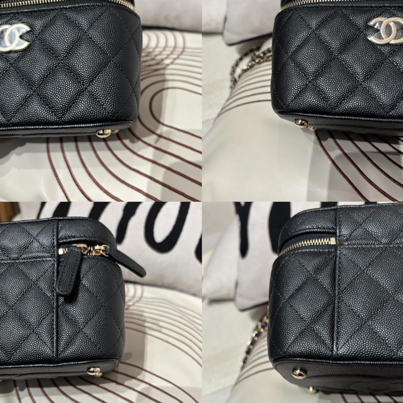 Chanel Vanity With Chain Large 黑色魚子醬牛皮手袋 晶片-9