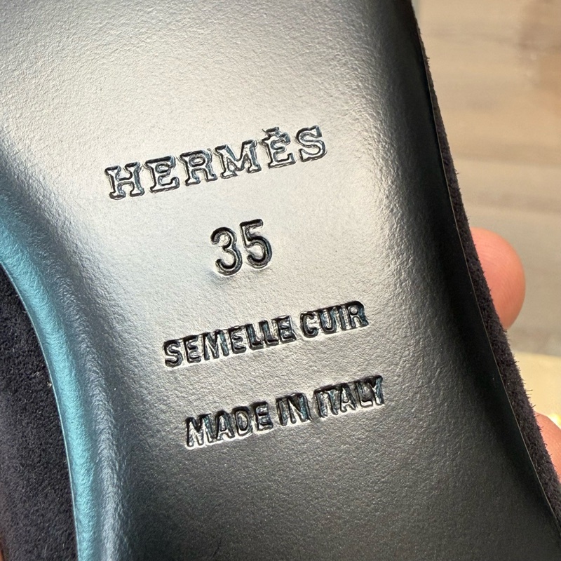 愛馬仕Hermes 閃鑽麂皮穆勒半拖 35碼-6