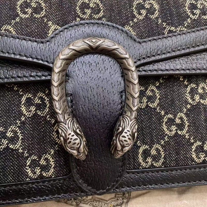 Gucci古馳 小號 黑色丹寧牛仔酒神包-3