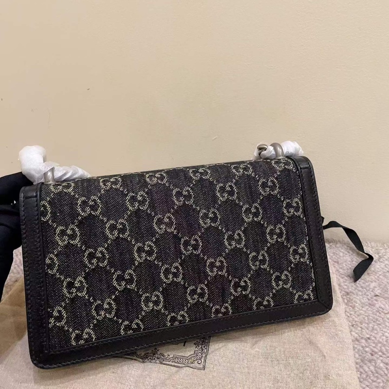 Gucci古馳 小號 黑色丹寧牛仔酒神包-4