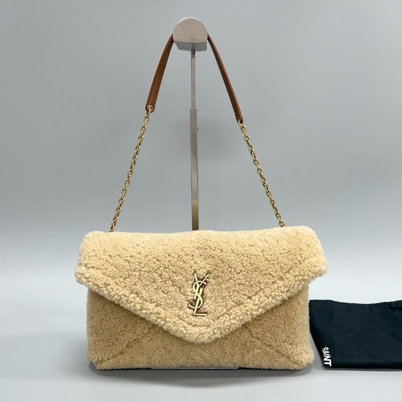 YSL PUFFER系列羊羔毛信封腋下包 29.5×18×4.5cm 99新配件塵袋-2