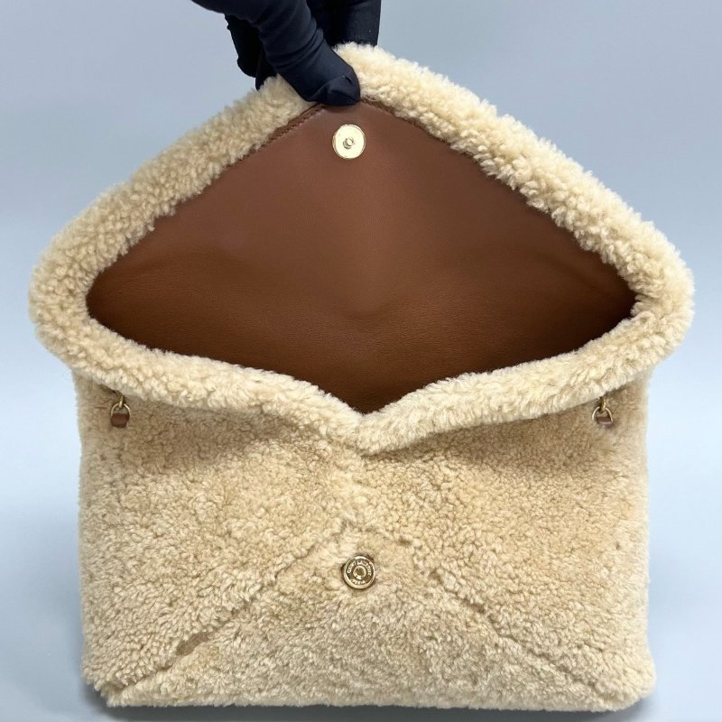YSL PUFFER系列羊羔毛信封腋下包 29.5×18×4.5cm 99新配件塵袋-8