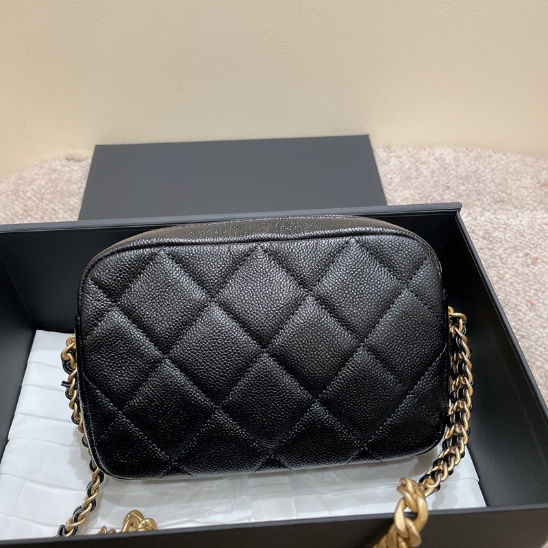 Chanel 黑金荔枝紋牛皮 22p相機包 芯片 可單肩斜挎手提-1
