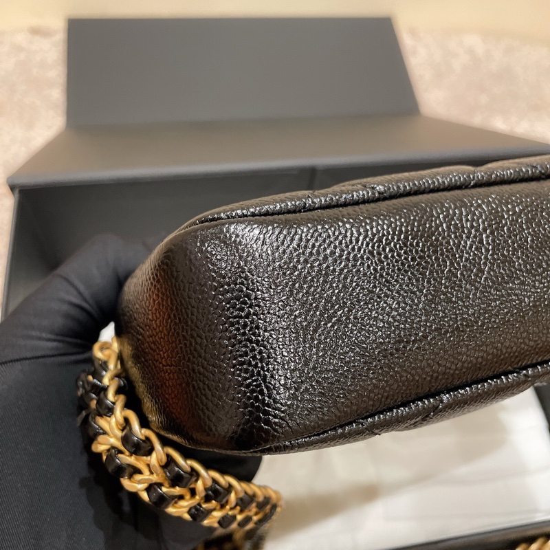 Chanel 黑金荔枝紋牛皮 22p相機包 芯片 可單肩斜挎手提-2